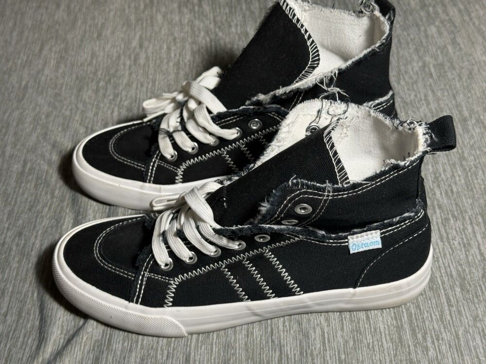 Reduced* Obtaom Canvas Fashion Hi Top Sneakers Shoes ~ Women’s 6 ~ Black ~ EUC W